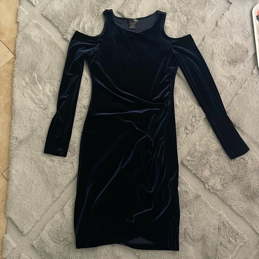 Velvet blue navy dress for woman